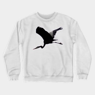 Great Blue Heron Flying Past the Clouds Above Trojan Pond 6 Crewneck Sweatshirt